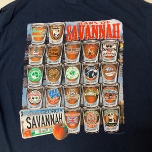 Gliden Tee Shirt Bars of Savanna Size L Navy Blue